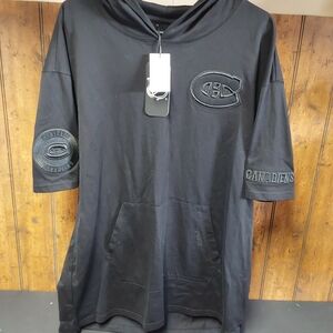 Black Canadiens Short Sleeve Hoodie Tee
